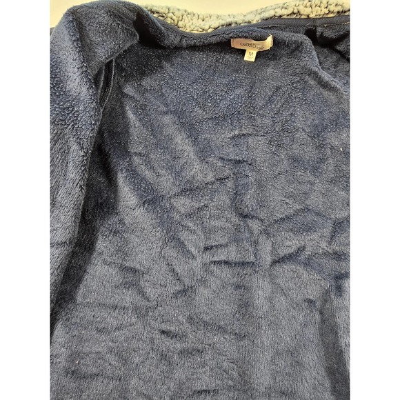 Cuddl Duds Lounge Jacket Medium Blue Zip Up Faux Fur Lined Mock Neck warm - Picture 5 of 8